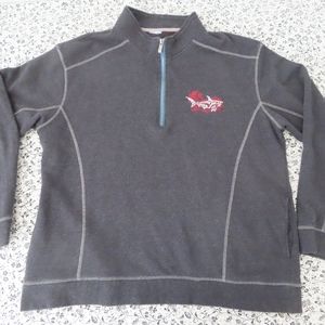 Crazy Shirts Hawaii Original shark Gray 1/4 Zip Heavy Cotton Long Sleeve TShirt